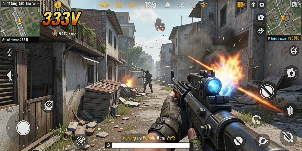 Screenshot utama menunjukkan pertempuran intens di <strong>333V</strong>.