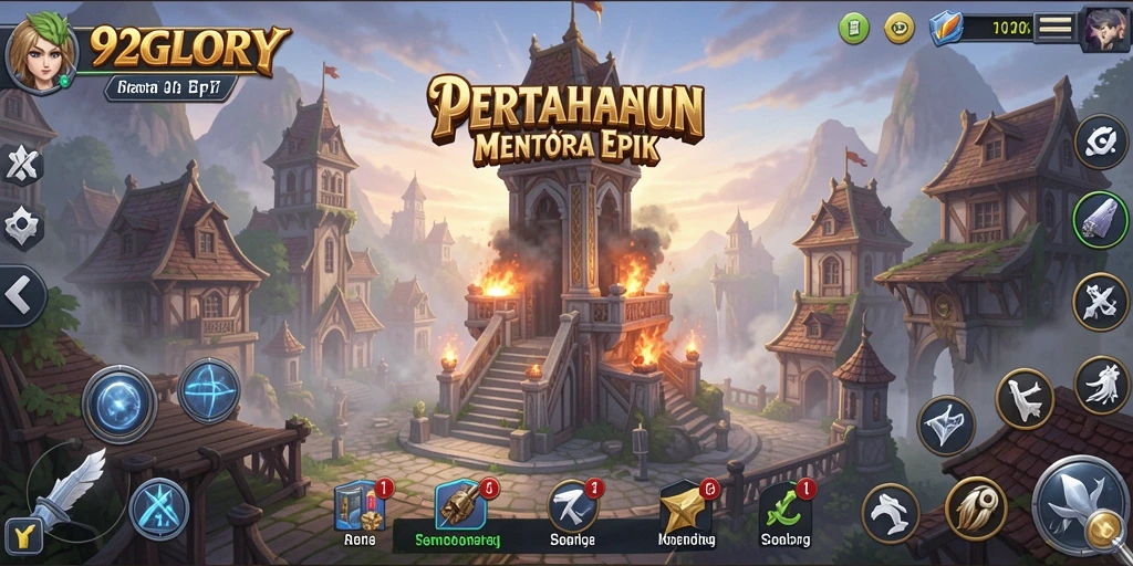 Penggambaran menara dan musuh dalam gameplay Tower Defense yang intens.
