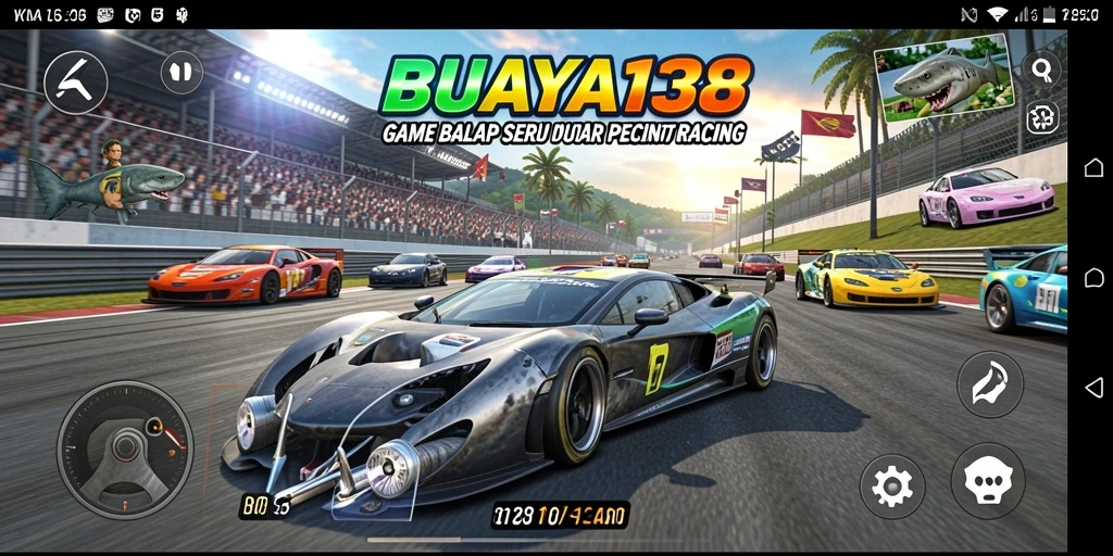 Tangkapan layar dari gameplay balap yang mendebarkan di BUAYA138.