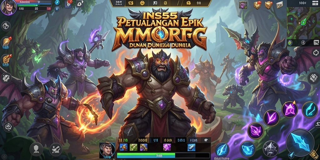Tangkapan layar INS55 menampilkan aksi pertempuran epik dalam dunia MMORPG.