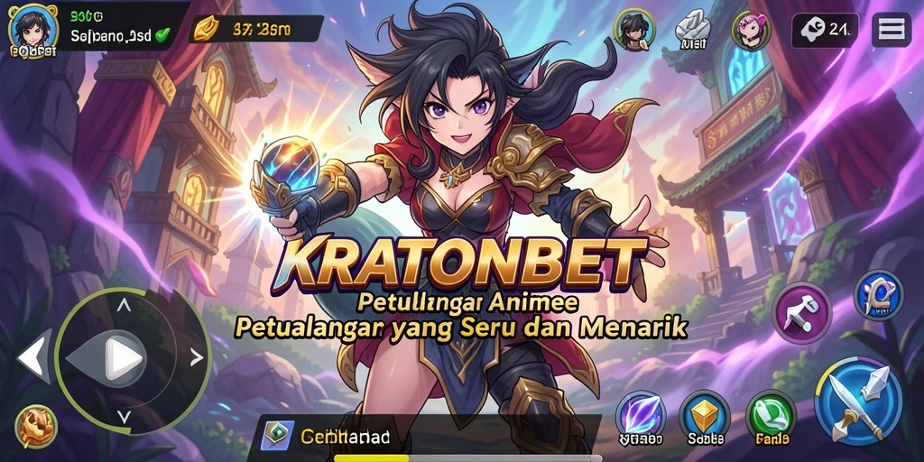 Tampilan utama gameplay KRATONBET dengan karakter Anime yang menawan.