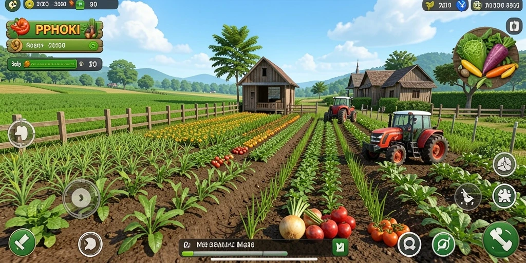 Tampilan gameplay PPHOKI dengan kebun indah dan hewan lucu.